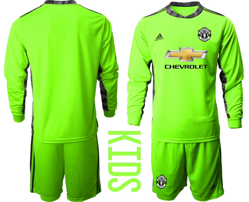Youth 2020-2021 club Manchester United green long sleeved Goalkeeper blank Soccer Jerseys1